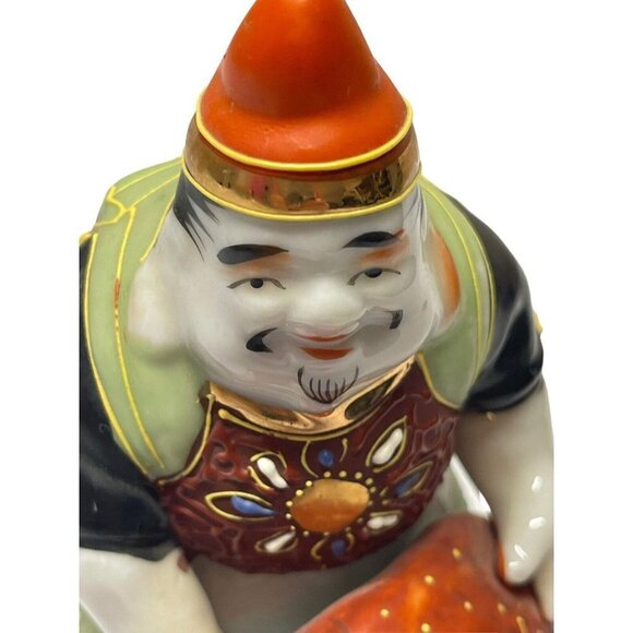 Japanese Figurine Kutani God of Prosperity w/Moriage Lucky God Vtg. 1960s - Picture 2 of 11